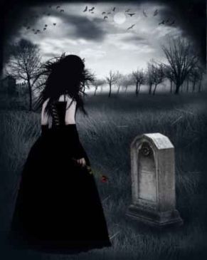 Girl-at-a-grave
